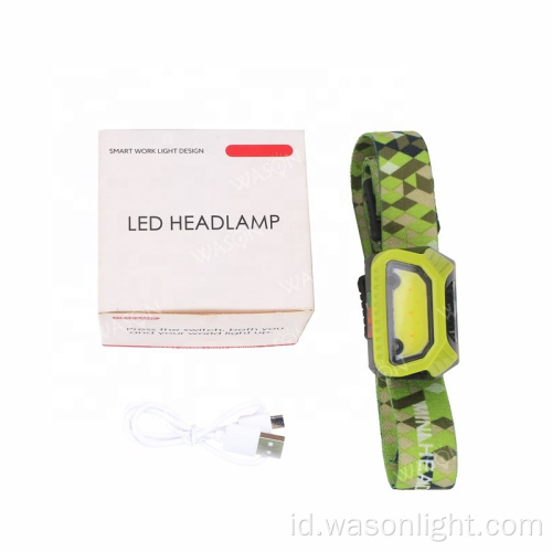Pabrik Desain Baru Label Pribadi Kustom USB USB Rechargeable Mini Cob Induction LED Headlamp untuk Berlari